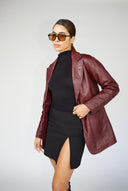 Ruby Burgundy Leather Blazer