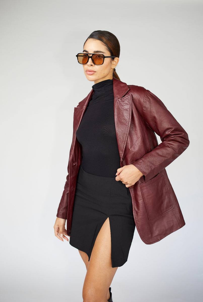 Reiss oxblood hot sale leather jacket