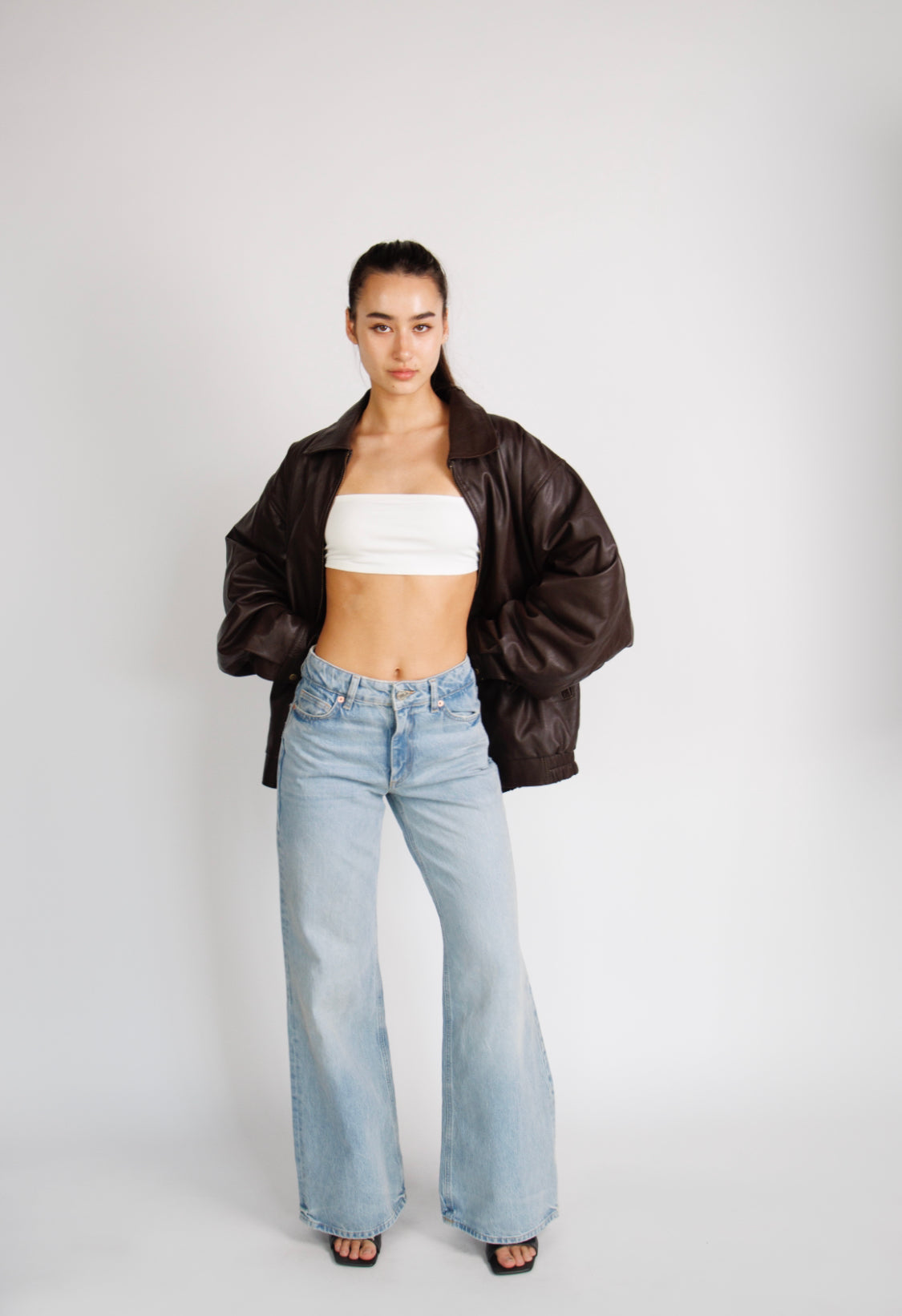 Reiss 90's Oversized Brown Leather Jacket – In My Element