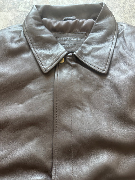 Brown 90s Oversized Leather Jacket – Sample Piece (Size M |Fits UK 4–10)