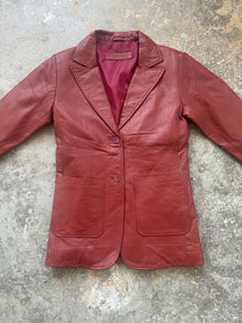  Deep Red Leather Blazer (Sample piece)