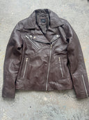 DARK BROWN LEATHER JACKET SHEEPSKIN LEATHER (SAMPLE PIECE)