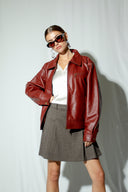 Kaia Oversized Boxy Leather Jacket