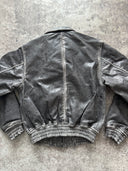 Victus Distressed Grey Boxy Leather Jacket