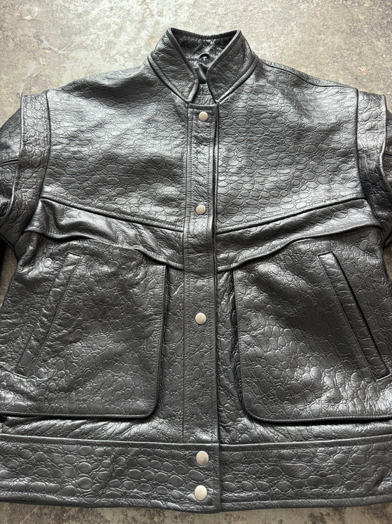 90s Oversized Leather Bomber Jacket