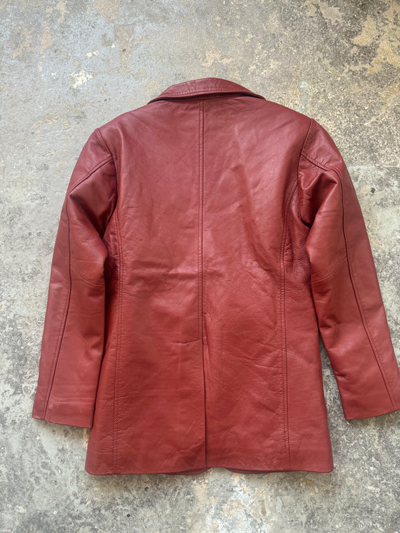 Deep Red Leather Blazer (Sample piece)