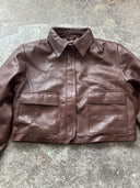 Brown Cropped Leather Jacket (sample piece)