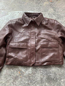  Brown Cropped Leather Jacket (sample piece)