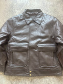 Brown 90s Oversized Leather Jacket – Sample Piece (Size M |Fits UK 4–10)