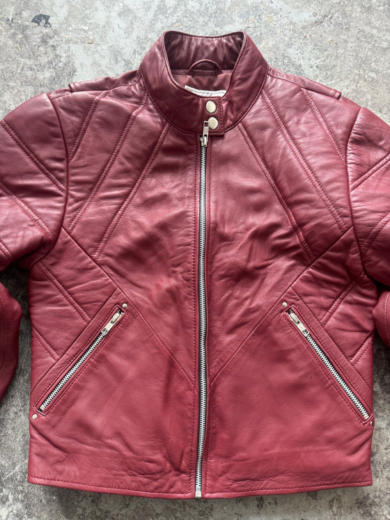 Deep Red Moto Racer Leather Jacket