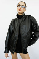 Clara 90s Oversized Black Leather Jacket