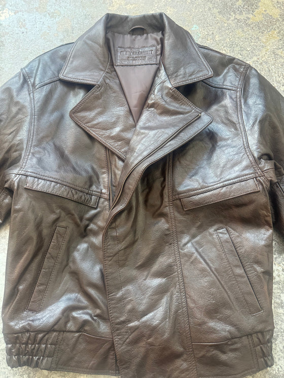 Oversized Retro Leather Jacket - Deep Brown (Sample piece)