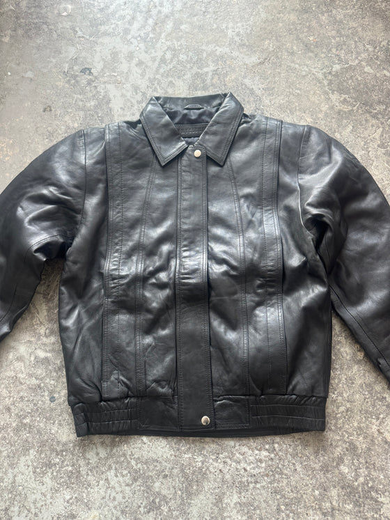 90s Mid Oversized Leather Jacket — Size Medium (UK 6/8/10)