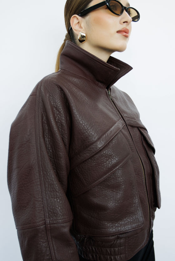 Aries Dark Burgundy Leather Jacket