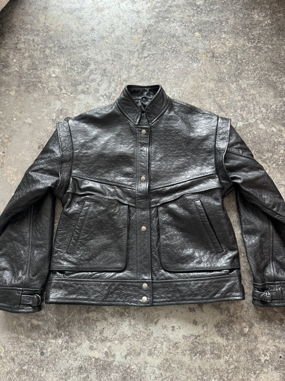 90s Oversized Leather Bomber Jacket