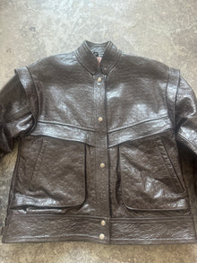  90s-Inspired Oversized Jacket – Textured Lambskin in Brown (Sample Piece)