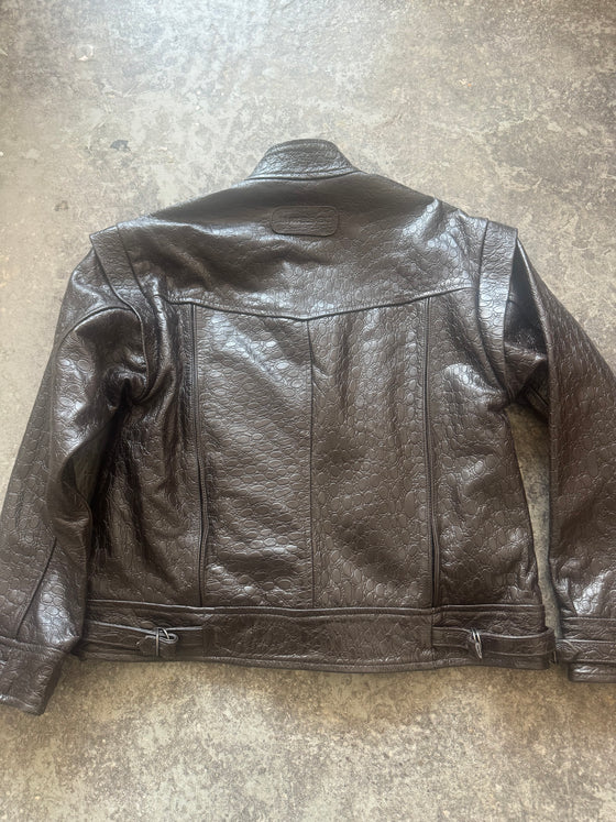 90s-Inspired Oversized Jacket – Textured Lambskin in Brown (Sample Piece)