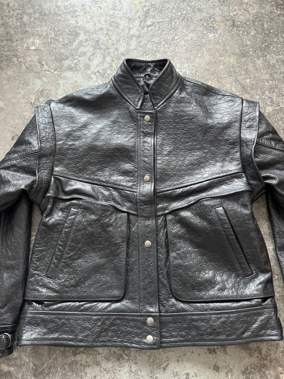 90s Oversized Leather Bomber Jacket