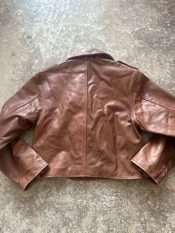 Short Biker Jacket – Brown Buffalo Leather (Sample Piece)