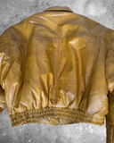 Cropped Padded Bomber Jacket – Distressed Butter Yellow Lambskin (Sample Piece)