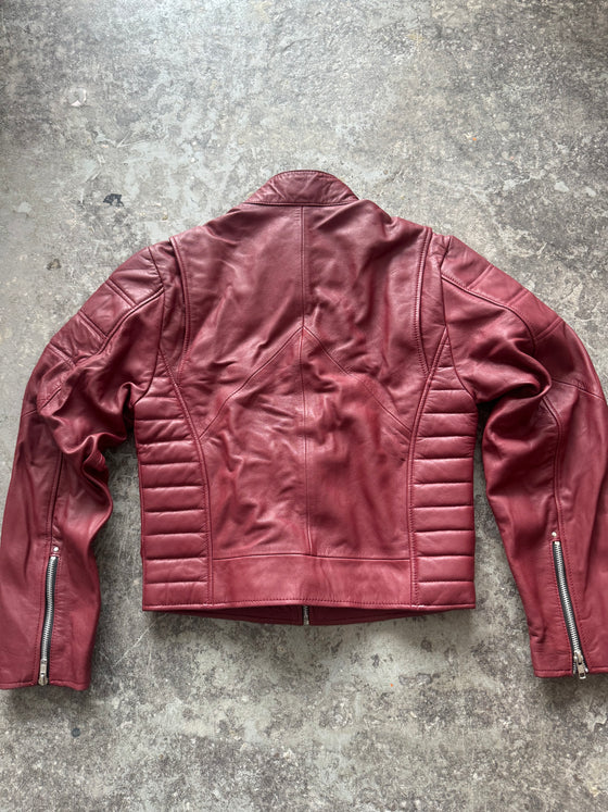 Deep Red Moto Racer Leather Jacket