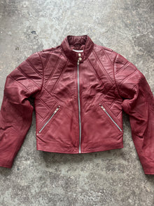  Deep Red Moto Racer Leather Jacket