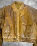Cropped Padded Bomber Jacket – Distressed Butter Yellow Lambskin (Sample Piece)