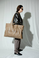 Harley Signature Distressed Brown Leather Oversized Tote Bag