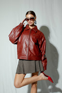 Kaia Oversized Boxy Leather Jacket