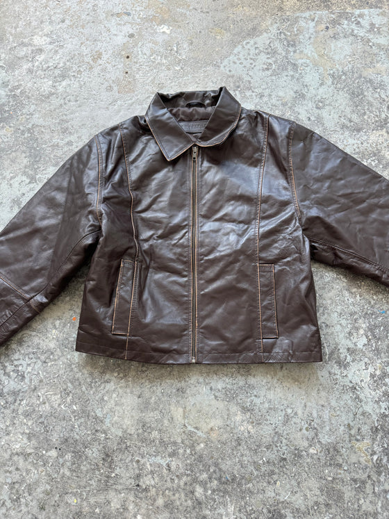 Boxy Distressed Brown Cowskin Leather (Sample Piece)