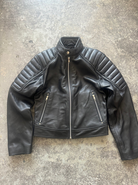 Moto Racer Jacket – Black Sheepskin Leather (Sample Piece)