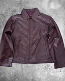 Boxy Leather Jacket – Deep Cherry Lambskin (Sample Piece) Size Small
