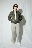 Mabel Distressed Boxy Leather Jacket