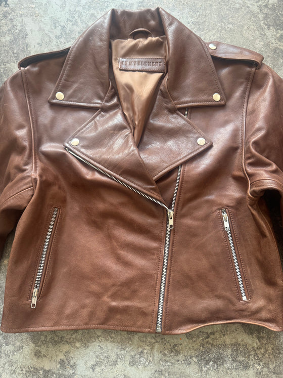 Short Biker Jacket – Brown Buffalo Leather (Sample Piece)