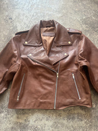 Short Biker Jacket – Brown Buffalo Leather (Sample Piece)