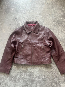  Boxy Jacket – Deep Burgundy Textured Sheepskin (Sample Piece)