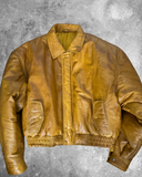 Cropped Padded Bomber Jacket – Distressed Butter Yellow Lambskin (Sample Piece)