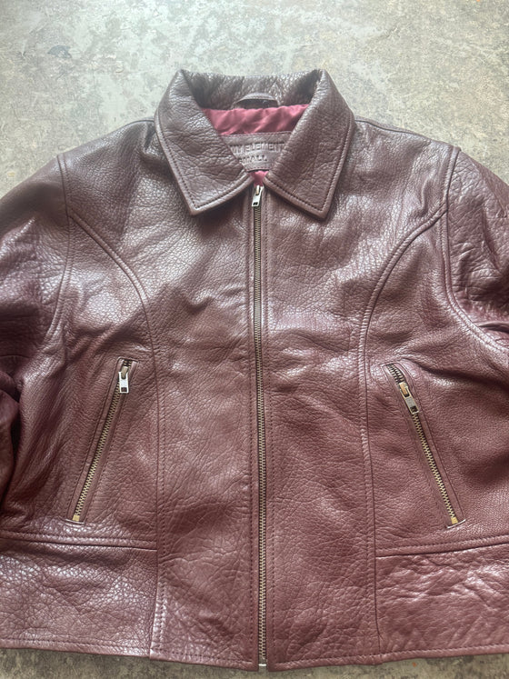 Boxy Jacket – Deep Burgundy Textured Sheepskin (Sample Piece)