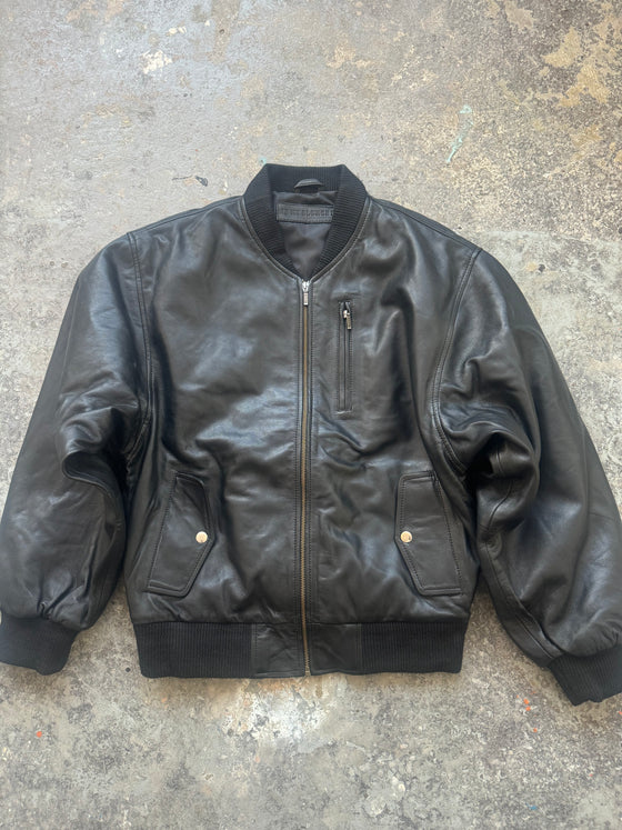 Oversized Sheepskin Leather Bomber Jacket