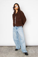 Alba Coffee Brown Suede Cropped Jacket