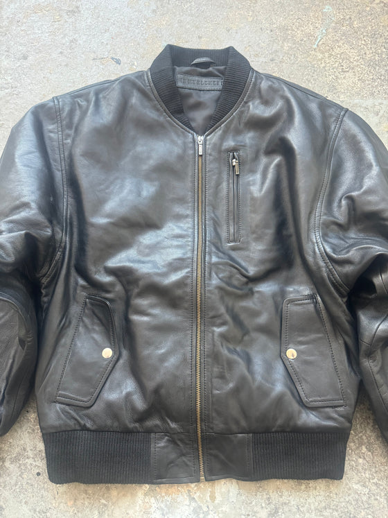 Oversized Sheepskin Leather Bomber Jacket