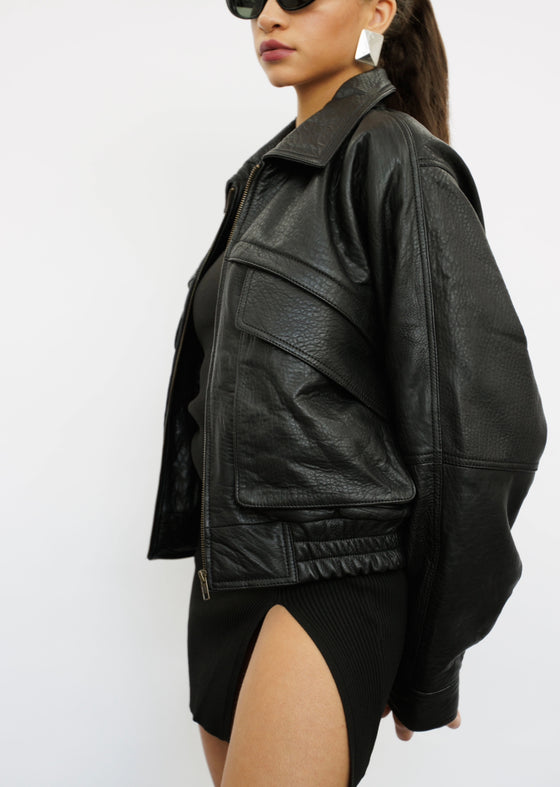 Aries Bomber Classic Black Leather Jacket