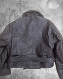 Cropped Biker Jacket – Mocha Belted Textured Lambskin Size Small (Sample Piece)