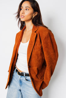  Libra Rustic Cognac Suede Blazer