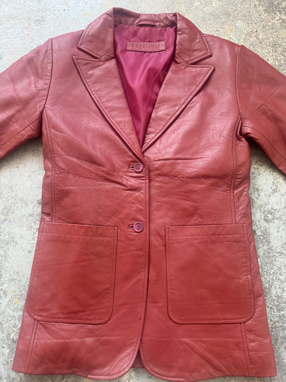 Deep Red Leather Blazer (Sample piece)