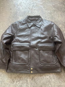  Brown 90s Oversized Leather Jacket – Sample Piece (Size M |Fits UK 4–10)