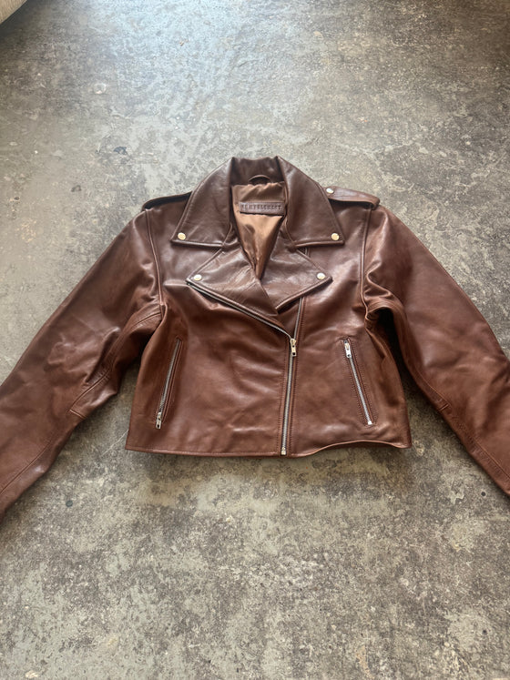 Short Biker Jacket – Brown Buffalo Leather (Sample Piece)