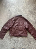 Boxy Jacket – Deep Burgundy Textured Sheepskin (Sample Piece)