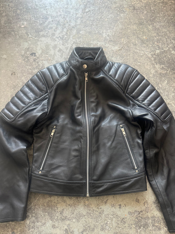 Moto Racer Jacket – Black Sheepskin Leather (Sample Piece)