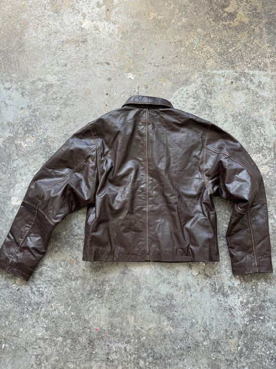 Boxy Distressed Brown Cowskin Leather (Sample Piece)